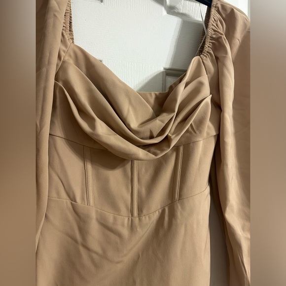 NWT Princess Polly Lillie Long Sleeve Mini Dress Beige - Picture 4 of 7